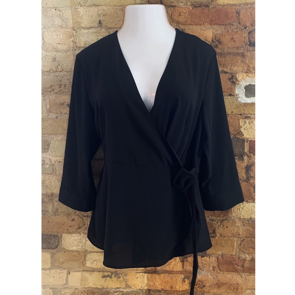 Topshop Wrap Blouse Black